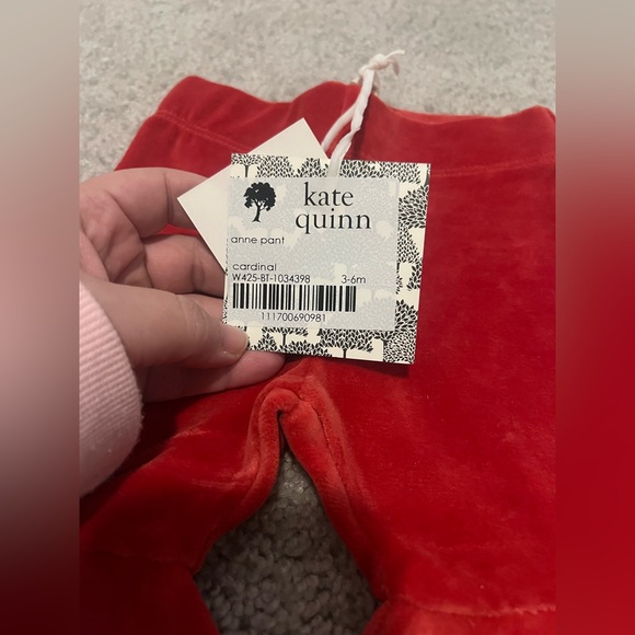 Kate Quinn Anne Pant Cardinal Red Velour Double Ruffle Bell Bottoms | 3–6m NWT - Picture 2 of 4